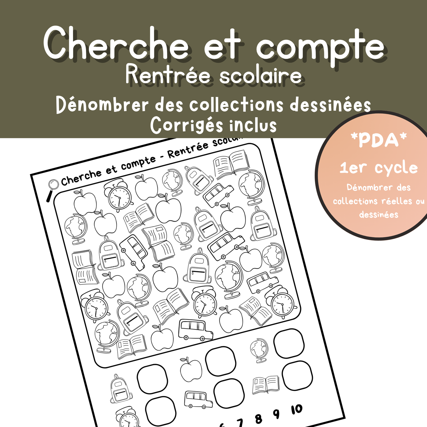 Cherche et compte – Thèmes Rentrée, Halloween et Noël 🎯