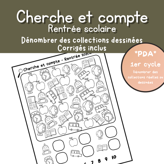 Cherche et compte – Thèmes Rentrée, Halloween et Noël 🎯